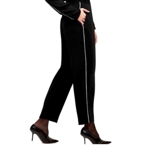 Babaton Pants - Babaton Black Trousers White Side Stripe Straight Leg Dress Pants Size 6